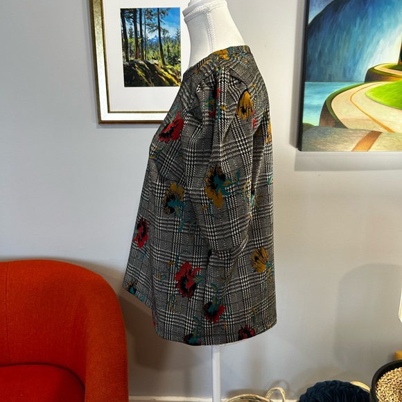 ANTHROPOLOGIE Sunday in Brooklyn Gretchen Houndstooth Floral top size S - Picture 5 of 12